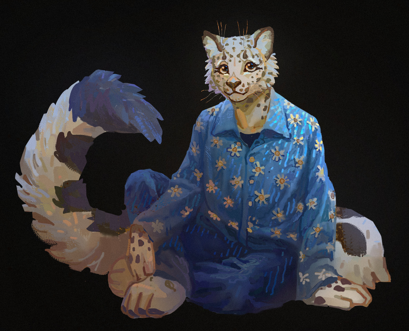 An anthropomorphic snow leopard.