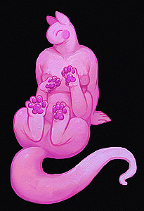 Pink taur showing off its paw toebeans.